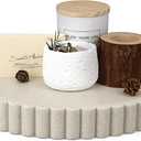 Decorative Coffee Table Tray, 11" Round Resin Coffee Table Centerpiece Tray for Home Decor, Modern Organizer for Living Room, Console or Dresser, Beige