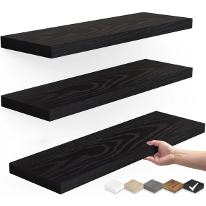 BAYKA Floating Shelves for Wall, Wall Mounted Rustic Wood Shelves for Bathroom