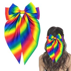 2 x Rainbow Hair Bows for Women Rainbows Bow Hair Clips Big Bows Hair Barrettes Elegant Rainbow Hair Accessories for Girls Pride Day Party Supplies
