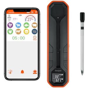 Wireless Meat Thermometer – Digital Cooking Thermometer with Wireless Probe – 500Ft Remote Range Food Thermometer – with iOS & Android Read App -Preprogrammed Temperatures for BBQ, Oven, Grill