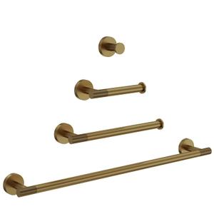 Premium Stainless Steel 4-Piece Bathroom Hardware Accessories Set, 23.6 Inch Wall Mounted Towel Bar Set in Brushed Gold