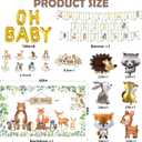 98 Pcs Woodland Animals Baby Shower Decorations Forest Animal Gender Reveal Party Supplies Woodland Themed Birthday Party Decorations Backdrop, Tablecloth, Cake Toppers, Balloons