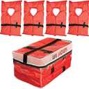 Absolute Outdoor Kent Clear Storage Bag with Type II Life Jackets, 4 Each (Adult, Orange)