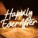 SYLHOME Happily Ever After LED Neon Light Sign Wedding Party Birthday Neon Art Wall Sign Decor USB Bedroom Home Pub Decor Valentine's Day Night Light 5V Warm White 15.75"X9.2"