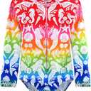 Girls Long Sleeve Swimsuit One Piece Bathing Suit Zipper UPF 50+ Rash Guard Swimwear Size 3-12T (7-8 Years, Mermaid 025)