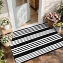 OJIA Front Door Mats Outdoor 27.5x43 Inches, Black and White Outdoor Rugs Cotton Woven Front Door Rug Machine Washable Layered Doormats for Porch/Farmhouse/Kitchen/Entryway/Patio Decor
