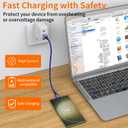 4 x JXMOX Short USB C to USB C Cable 60W, (2 Pack 0.5ft) Type C Fast Charging Cord Charger Cable Compatible with iPhone 16 Pro Max/15 Pro Max, Samsung Galaxy S23 S22+ S21 Ultra, Note 20, iPad Pro (Blue)