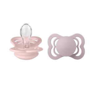 BIBS Supreme Baby Pacifiers | BPA-Free Silicone Pacifier | Made in Denmark | Set of 2 Soothers (Blossom/Dusky Lilac, 6-18 Months)