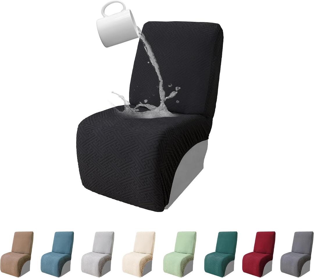 100% Waterproof Sectional Recliner Couch Covers for Reclining Couch L Shaped Corner Sectional Sofa Cover Jacquard Stretch L Shape Recliner Slipcovers (XL Additional Seat Cover,Charcoal Black)