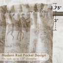 DriftAway Kitchen Curtains Toile Tier Linen Short Curtains Cafe 26 Inch Length for Living Room Bathroom Farmhouse French Country Vintage Printed Pattern Rod Pocket 2 Panels Beige