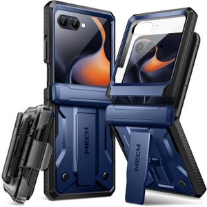 TONGATE for Motorola Razr 2025/Razr 2024 Case with Screen Protector, [Stand & Belt-Clip] [Hinge Protection Cover] [Anti-Slip], Full-Body Military Grade Protective Phone Case, Blue