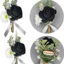 Black Corsage and Boutonniere Set Elegant Corsage Wristlet Accessories for Prom,Wedding Brides Bridesmaids, Homecoming, and Formal Events (1, Black)
