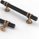 Asidrama 10 Pack 3.75 Inch(96mm) Knurled Matte Black and Champagne Bronze Kitchen Cabinet Handles, Cabinet Pulls Kitchen Cabinet Hardware Cupboard Handles Drawer Pulls