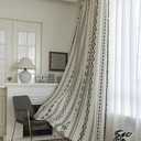 Boho Curtains Geometric Light Filtering Semi-Blackout Window Curtains 84 Inches Long Rod Pocket Drapes for Living Room 2 Panels-Black Totem