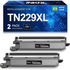 InkNI Compatible Toner Cartridges Replacement for Brother TN229XL Black TN229 TN229XLBK TN-229XL Toner High Yield Work for MFC-L3780CDW MFC-L3720CDW HL-L3280CDW HL-L3220CDW HL-L3300CDW Printer, Pack of 2 