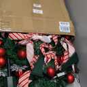 1 Set 5ft Pre-lit Pop up Christmas Tree with Lights Artificial Collapsible Foldable Christmas Pencil Tree Gold Red Ribbon Balls Ornaments for Xmas Holiday Party Garden Home Wedding Decor