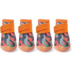 Dog Shoes for Small Dogs,Breathable Dog Boots,Pet Paw Protector for Hot Pavement and Winter Snow,Outdoor Walking and Indoor Hardfloors (Orange-Size 1)