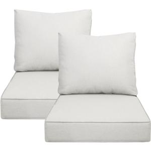 23.5"x25" Outdoor Deep Seat Patio Cushions Set of 2, Deep Seat Bottom Resilient Foam Filling Water-Resistant Stain-Resistant UV Resistant Weather Resistant with YKK Zippers,Almond
