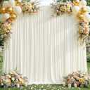 8x10FT Cream White Backdrop Curtains for Wedding Parties, Wrinkle Free Polyester Photography Backdrop Drapes for Wedding Baby Shower Birthday Parties Stage Background Stand Decorations 4x10ft,2 Panels