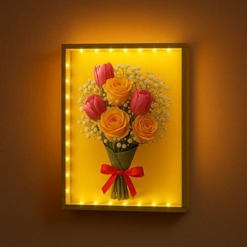 LuxRound Picutre Shadow Box with LED Light | Changeable Artwork Display & Storage Frame | Wall-mounted & Tabletop Photo Album Display Frame 