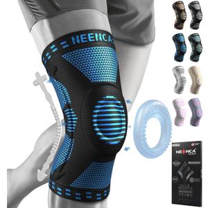 NEENCA Professional Knee Brace for Pain Relief, Medical Knee Support with Patella Pad & Side Stabilizers, Compression Knee Sleeve for Meniscus Tear, ACL, Joint Pain, Runner, Workout (Blue, Large)