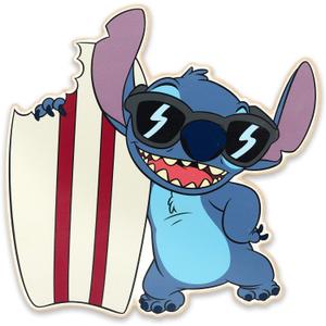 Open Road Brands Disney Lilo and Stitch Surfboard Wood Wall Art - Cute Stitch Wall Decor With Beach Theme (Blue/Aqua)