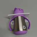 Munchkin Cool Cat Sippy Cup with Straw for Toddlers, Stainless Steel Straw Cup, 8 Ounce, Purple