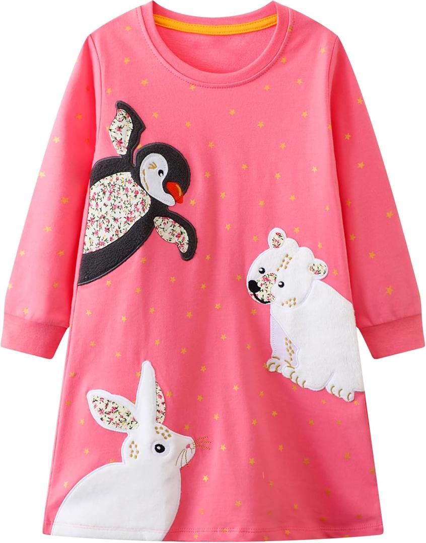 Toddler Girls Cotton Embroidery Applique Short Sleeve Dresses 2-7Y (Pink) Toddler Girls Cotton Embroidery Applique Short Sleeve Dresses 2-7Y (Pink)