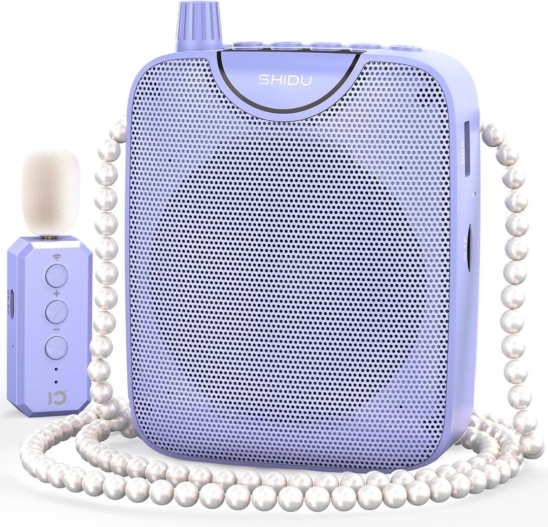SHIDU 35W Voice Amplifier with Wireless Lavalier Microphone, Bluetooth Voice Amplifier for Teachers, Portable Speaker with Microphone for Classroom Meeting Training, Pearl Chain Design