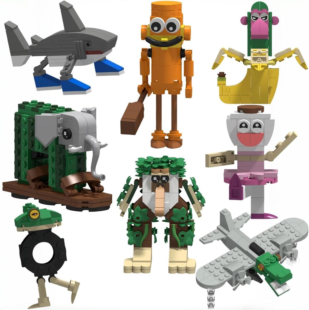 8 Pcs Italian Brainrot Action Building Blocks SetTralalero Tralala Collectible Figurines.Viral Desk Decor Giftfor Kids Boys, Girls and Adults