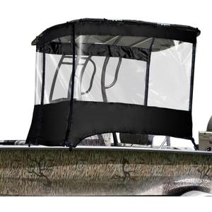 Universal T-TOP Enclosure, Boat Console Spray Shield, Clear Spray Curtain for T-TOP Center Console Black Fits Boat Width 6.9-7.5FT (M)