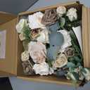 Ling's moment Intimate Brown Bridal Bouquet Cascading, Beige Wedding Bouquets for Bride, 13 Inch Bride Bouquets for Wedding Artificial Flowers Bouquets