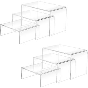Cerpourt 2 Sets Acrylic Display Risers(3",4",5") Clear Product Stand,Cupcakes Holder Dessert Transparent Showcase Stands, Candy Bar Risers, Lifts for Figures