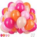 Pink and Orange Balloons, 60 Pcs Hot Pink Orange Balloons, 12 Inch Latex Balloon for Birthday Bridal Shower Wedding Engagement Thanksgiving Summer Party Decoration Supplies