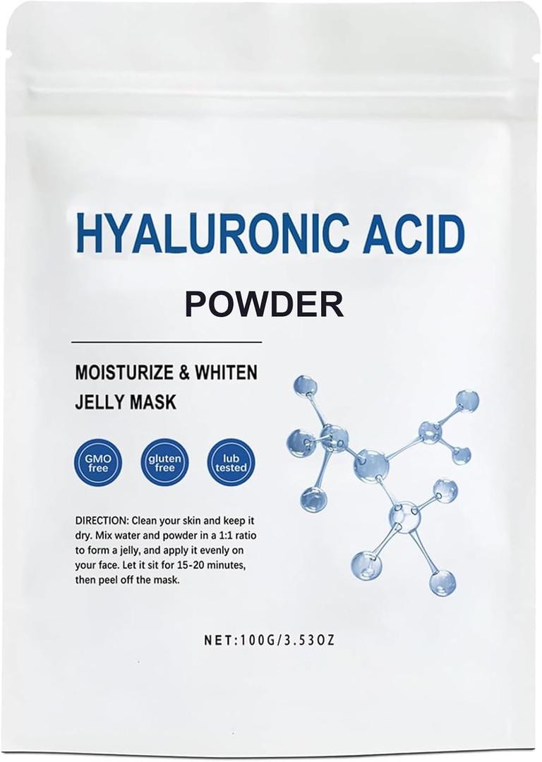 Hyaluronic Acid Powder, Hyaluronic Acid Powder for Skincare, Low Molecular Weight, Water Soluble Hydrating Ingredient for Moisture,Skin Hydration and Moisture Support(100g/3.52oz)