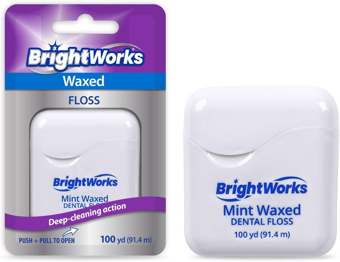 BrightWorks Dental Floss Mint Waxed - 100 Yards (Pack of 4)