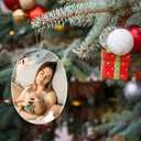 15pcs Sublimation Ceramic Ornaments Blank, 3.15x2.24 Inch White Oval Ceramic Ornament Bulk with Rope for Heat Press Printing Crafting DIY Personalized Christmas Home Decoration