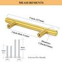 Plustool 60Pack Gold Cabinet Handles 3 Inch Hole Center-Brushed Brass Cabinet Pulls Gold Dresser Drawer Pulls -Stainless Steel Door Hardware for Kitchen Bathroom Bedroom 5 Inch Length