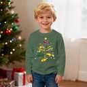 GLIGLITTR Toddler Boy Merry Christmas Shirts Construction Vehicle Truck Xmas Tree Long Sleeve Shirt Tops Kids Holiday Outfits