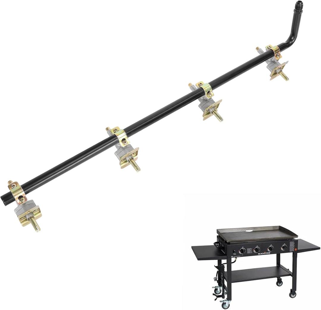 36 Inch Griddle Burner Control Valve with Gas Rail for Blackstone 4-Burner Flat Top Griddle 1554 1565 1836 1866 1560, Gas Valve Replacement Parts for Blackstone 36 Inch
