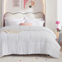 Bedsure Comforter Set - 7 Pieces Solid- King / White