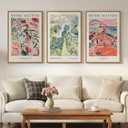 Framed Abstract Matisse Wall Art Set of 3, Vintage Colorful Landscape Canvas Prints Artwork for Walls, Classical Matisse Paintings Pictures for Living Room, Bedroom, Hallway and Office, Total Size 30x60, 20"W x 30" H x 3Pcs