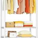 Ulif H2 Heavy-Duty Portable Closets, 4-Tier Freestanding Garment Rack Suit for Small Space and Corner, Closet Organizer System Portable Closet Wardrobe, Max Load 500 LBS, White