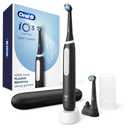 OralB iO Deep Clean Rechargeable Electric Toothbrush, Black, iO Series 3 Limited, 2 Brush Heads, Travel Case, Pressure Sensor, 3 Cleaning Settings