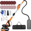 Drywall Sander Tool, KUPERIA 8.5 Amp Popcorn Ceiling Removal Tool with 7 Variable Speed 800-1800RPM,Electric Drywall Sander with Extendable Handle,LED Light,6 Basic Sand Paper& 6 Grid Sandpaper,Orange