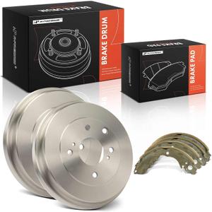 A-Premium 10.42 inch (264.7mm) Rear Brake Drums + Ceramic Shoes Set Compatible with Select Nissan Models - Sentra 2007-2012, Versa 2007-2009, Cube 2009, 6-PC Set