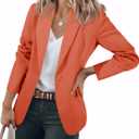 Cicy Bell Womens Casual Blazers Open Front Long Sleeve Work Office Suit Jackets Blazer (Orange) M