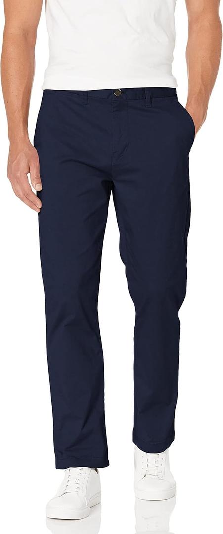Tommy Hilfiger Men's Stretch Chino Pants in Custom Fit, Navy Blazer, 33W x 30L