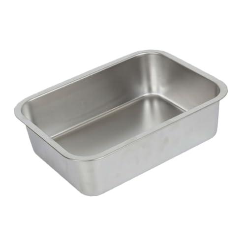 PHENOFICE Dinnerware Serving Platter Thickened Stainless Steel Plate Multi-functional Tray Easy to Clean, 12.5" length, 8.5" width, 4" deep