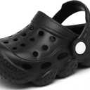 INMINPIN Kids Girls Boys Clogs Garden Shoes Toddler Slides Sandals Children Water Shower Beach Pool Slippers Indoor Outdoor (1 Big Kid, Black)